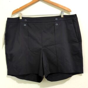 Vince Camuto Rich Black 5.5" Button Detail Sailor Shorts Size 16W